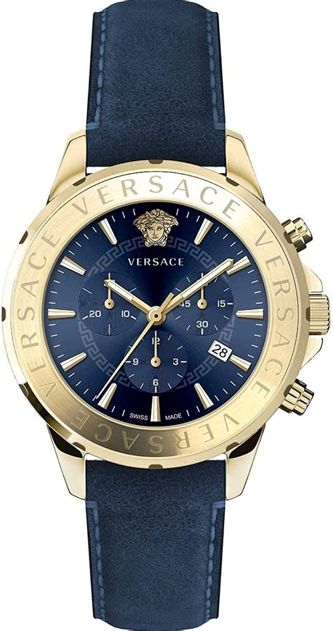 versace versus gold watch blue face|Versace chrono watch.